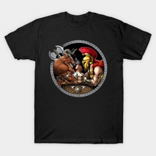 Minotaur vs Spartan Arm Wrestling T-Shirt